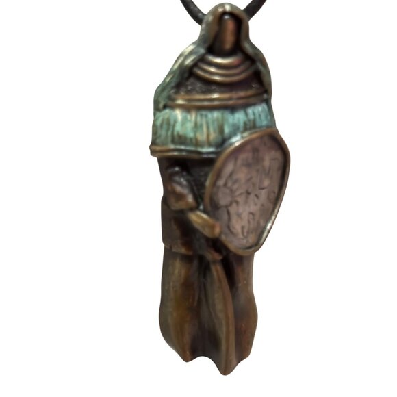 Rare Roger Robert Bronze & Green Patina Woman Spirit Warrior Pendant Necklace - Picture 14 of 16